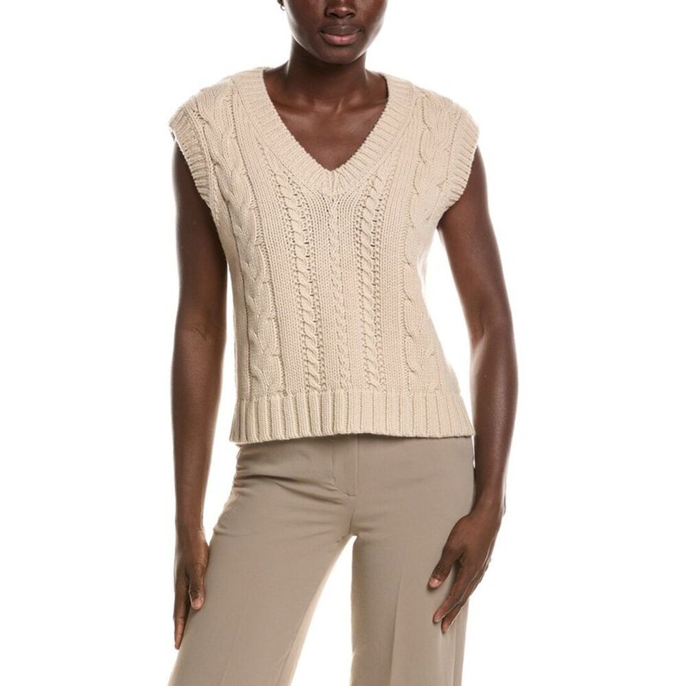 Lafayette 148 New York Womens  Cabled V-Neck Wool & Cashmere-Blend Vest